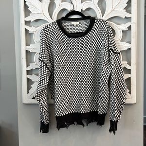 Charcoal & white sweater with distressing